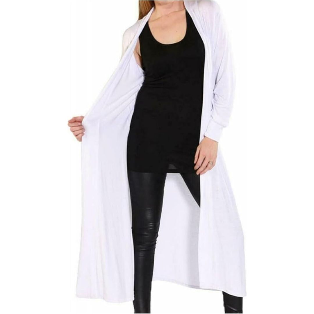 LUXE DIVA Women’s Plus Size Maxi Long Cardigan UK | Floaty Full Sleeve Open Front Coatigan | Lightweight Collared Duster Jacket | Ladies Longline Cover Up Sizes 8-26