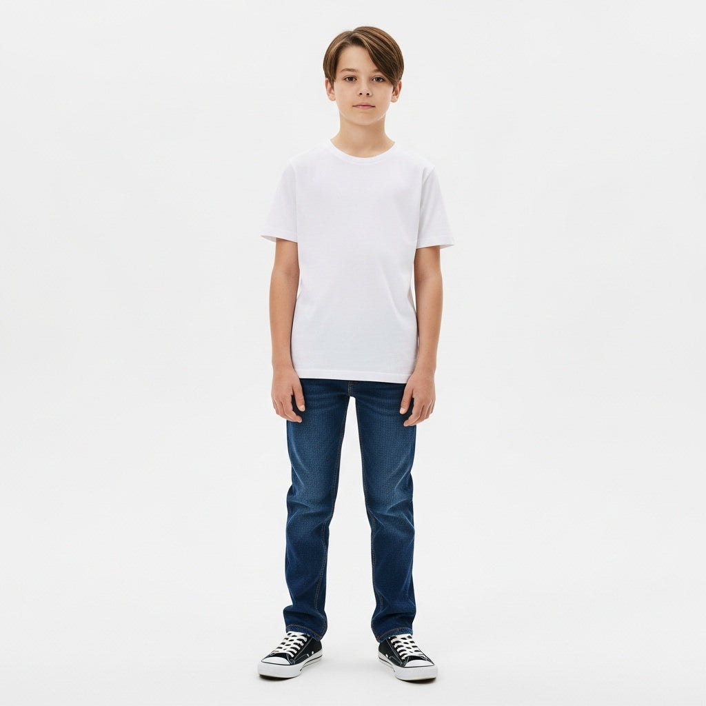 LUXE DIVA Kids Short Sleeve School Crew Neck T-Shirt in Soft Cotton. Ages 3–16 Black or White. Comfy, Stylish, Perfect for School Wear