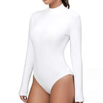 Load image into Gallery viewer, LUXE DIVA Bodysuit for Women Mock Turtle Neck Long Sleeve Tops Slim Fit Basic Stretch Soft Bodysuit Jumpsuit