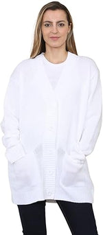 Load image into Gallery viewer, LADIES WOMENS PLAIN V NECK 5 BUTTON LONGLINE OVERSIZE LOOSE FIT KNITTED CARDIGAN