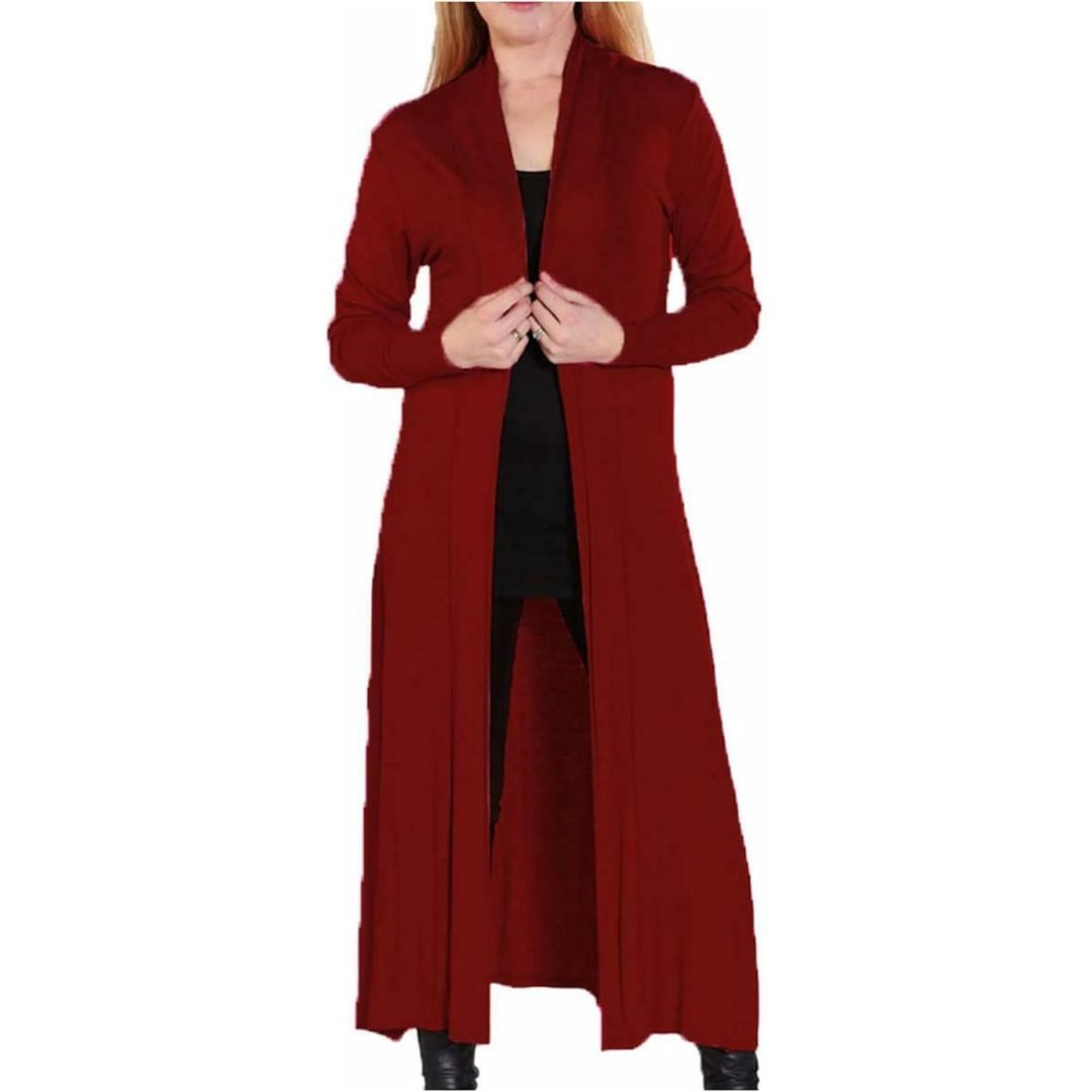 LUXE DIVA Women’s Plus Size Maxi Long Cardigan UK | Floaty Full Sleeve Open Front Coatigan | Lightweight Collared Duster Jacket | Ladies Longline Cover Up Sizes 8-26