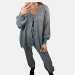 Load image into Gallery viewer, LUXE DIVA Women's Bow Tie Front Cardigan V Neck Long Sleeve Y2k Knitted Cardigan Sweater