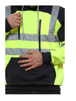 Load image into Gallery viewer, LUXE DIVA Adults Hooded Neck Zipper Sweatshirt Hi Vis Zip Up Tablet Hoodie Work Wear Warm Mens Outdoor Work Wear High Visibility Hooded Top Reflective Tape Winter Tunic
