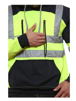 Load image into Gallery viewer, LUXE DIVA Adults Hooded Neck Zipper Sweatshirt Hi Vis Zip Up Tablet Hoodie Work Wear Warm Mens Outdoor Work Wear High Visibility Hooded Top Reflective Tape Winter Tunic