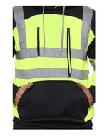 Load image into Gallery viewer, LUXE DIVA Adults Hooded Neck Zipper Sweatshirt Hi Vis Zip Up Tablet Hoodie Work Wear Warm Mens Outdoor Work Wear High Visibility Hooded Top Reflective Tape Winter Tunic