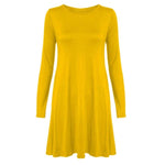 Load image into Gallery viewer, LUXE DIVA WOMEN LADIES LONG SLEEVE SWING DRESS FLARED A LINE SKATER DRESS TOP SIZE 8-26