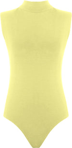 Load image into Gallery viewer, Womens Polo Turtle Neck Bodysuit Ladies Sleeveless Leotard Plain Stretchy Plunge Casual Party T-Shirt Top Sizes 8-14