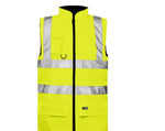 Load image into Gallery viewer, LUXE DIVA Hi Viz Bodywarmer Reversible Fleece Lined High Visibility Gilet Hi Vis Reflective Waterproof Workwear Padded Vest Security Safety Wear Warm Waistcoat