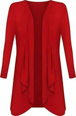 Load image into Gallery viewer, Womens Ladies Plain Draped Open Waterfall Boyfriend Cardigan Asymmetric Irregular Hanky Hem Long Sleeve Cardi Top Loose Baggy Jacket Blazer