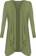 Load image into Gallery viewer, Womens Ladies Plain Draped Open Waterfall Boyfriend Cardigan Asymmetric Irregular Hanky Hem Long Sleeve Cardi Top Loose Baggy Jacket Blazer