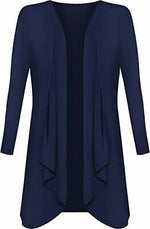 Load image into Gallery viewer, Womens Ladies Plain Draped Open Waterfall Boyfriend Cardigan Asymmetric Irregular Hanky Hem Long Sleeve Cardi Top Loose Baggy Jacket Blazer