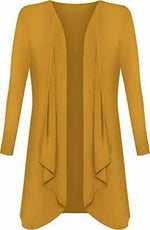 Load image into Gallery viewer, Womens Ladies Plain Draped Open Waterfall Boyfriend Cardigan Asymmetric Irregular Hanky Hem Long Sleeve Cardi Top Loose Baggy Jacket Blazer