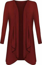 Load image into Gallery viewer, Womens Ladies Plain Draped Open Waterfall Boyfriend Cardigan Asymmetric Irregular Hanky Hem Long Sleeve Cardi Top Loose Baggy Jacket Blazer