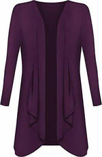 Load image into Gallery viewer, Womens Ladies Plain Draped Open Waterfall Boyfriend Cardigan Asymmetric Irregular Hanky Hem Long Sleeve Cardi Top Loose Baggy Jacket Blazer