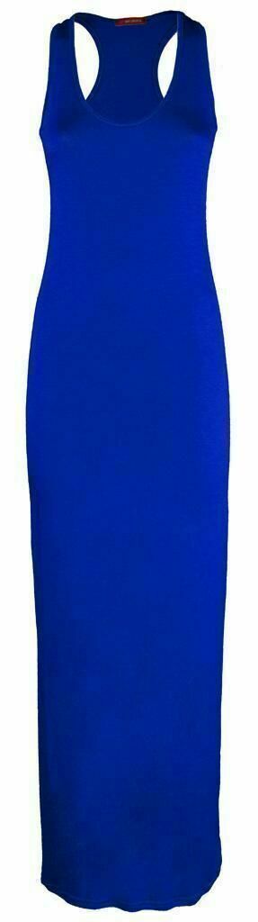 Womens Summer Maxi Casual Dress Ladies Racer Back Long Beach Dress with Short-Sleeve Crew-Neck Loose Sizes 8-26