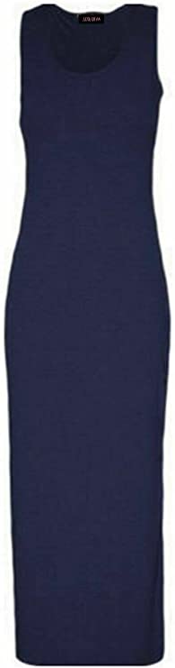 Womens Summer Maxi Casual Dress Ladies Racer Back Long Beach Dress with Short-Sleeve Crew-Neck Loose Sizes 8-26
