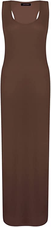 Womens Summer Maxi Casual Dress Ladies Racer Back Long Beach Dress with Short-Sleeve Crew-Neck Loose Sizes 8-26