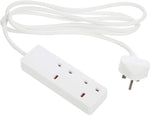 Load image into Gallery viewer, 2 Way Gang Mains Power Extension Lead 13A UK 3Pin Plug (2 Way 2 Metre, White)