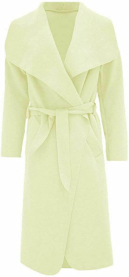 Womens Ladies Italian Waterfall Drape Belted Coat Long Sleeve Collared Pockets Celeb Oversized Duster Cardigan Trech Coats Plus Size UK 8-22