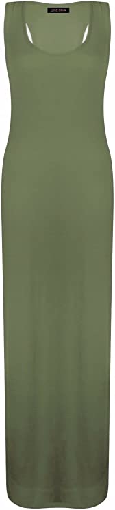 Womens Summer Maxi Casual Dress Ladies Racer Back Long Beach Dress with Short-Sleeve Crew-Neck Loose Sizes 8-26