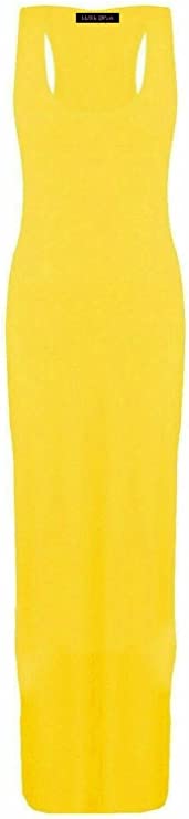 Womens Summer Maxi Casual Dress Ladies Racer Back Long Beach Dress with Short-Sleeve Crew-Neck Loose Sizes 8-26