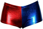 Load image into Gallery viewer, Ladies Girls Kids Halloween Costume Shiny Wet Look Jacket, Leggings, Pants Women Metallic Red & Blue Hot Sexy Shorts