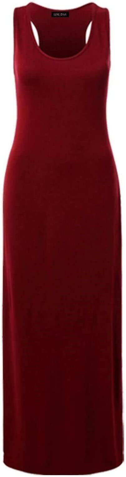 Womens Summer Maxi Casual Dress Ladies Racer Back Long Beach Dress with Short-Sleeve Crew-Neck Loose Sizes 8-26