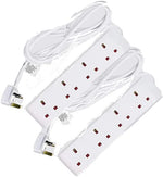 Load image into Gallery viewer, Extension Lead UK Pin Plug and Cable, 4 Gang Way 2m Power Adapter, Multi Socket Mains Strip White (3 Pack) (2, White)