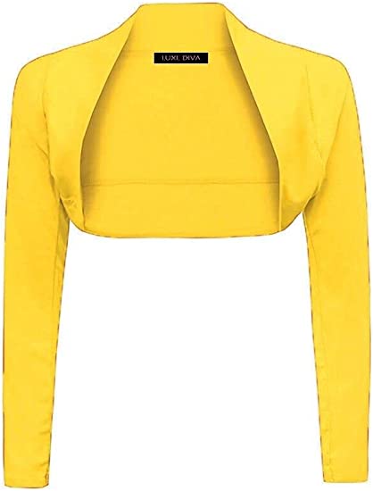 Womens Plain Long Sleeve Bolero Shrug Crop Top Ladies Cropped Cardigan Tops UK 8-14