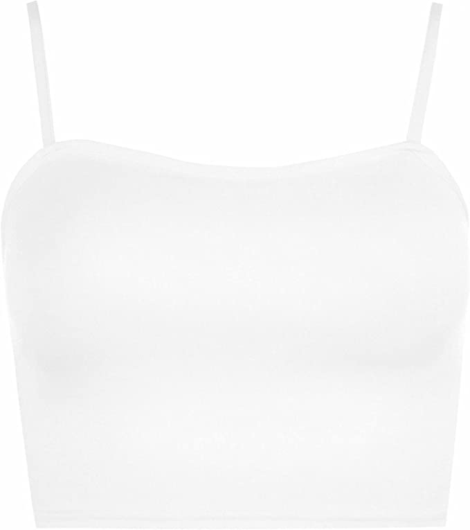 Womens Strappy Sleeveless Ladies Bralet Crop Stretch Vest Top - 8-14