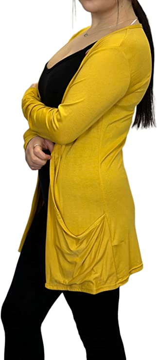 Ladies Long Sleeve Pocket Cardigan Womens Top Sizes 16-26