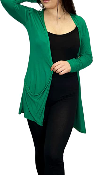 Ladies Long Sleeve Pocket Cardigan Womens Top Sizes 16-26