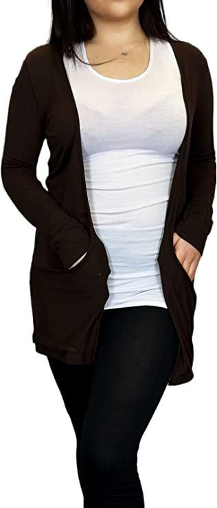 Ladies Long Sleeve Pocket Cardigan Womens Top Sizes 16-26