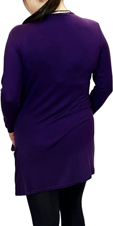 Ladies Long Sleeve Pocket Cardigan Womens Top Sizes 8-14