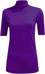 Load image into Gallery viewer, Womens Ladies Turtle Polo Neck Jumper Short Sleeve Top High Neck T Shirt Top Plus 8-14