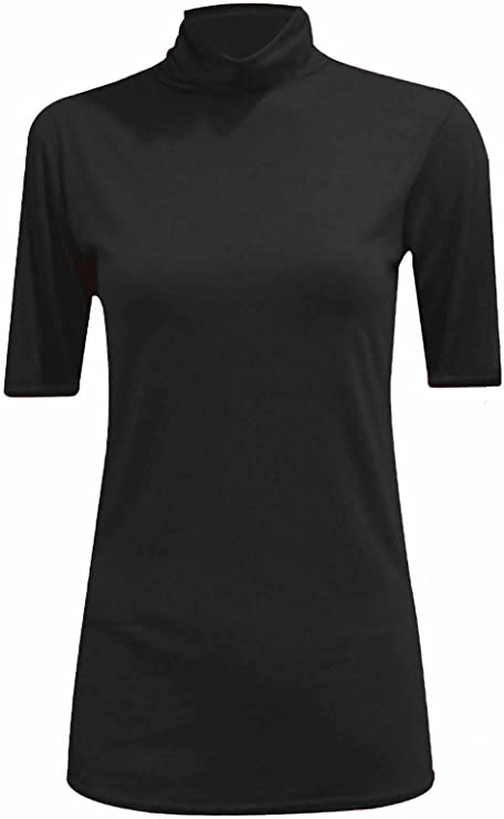 LUXE DIVA Women's Short Sleeve Polo Neck Top