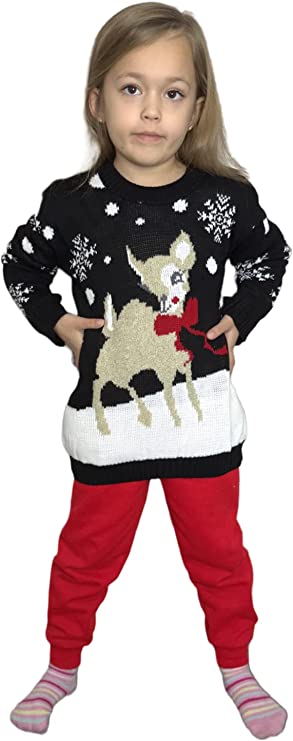 Children's Kids Girls Boys Bambi Christmas Jumper