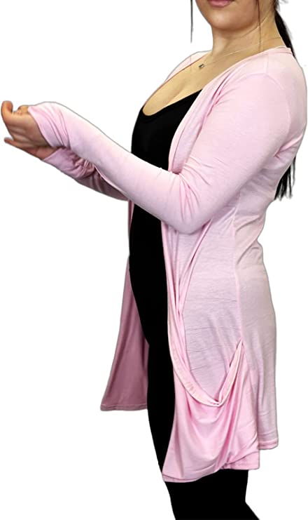 Ladies Long Sleeve Pocket Cardigan Womens Top Sizes 16-26