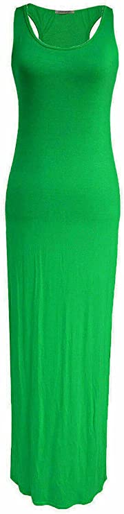 Womens Summer Maxi Casual Dress Ladies Racer Back Long Beach Dress with Short-Sleeve Crew-Neck Loose Sizes 8-26