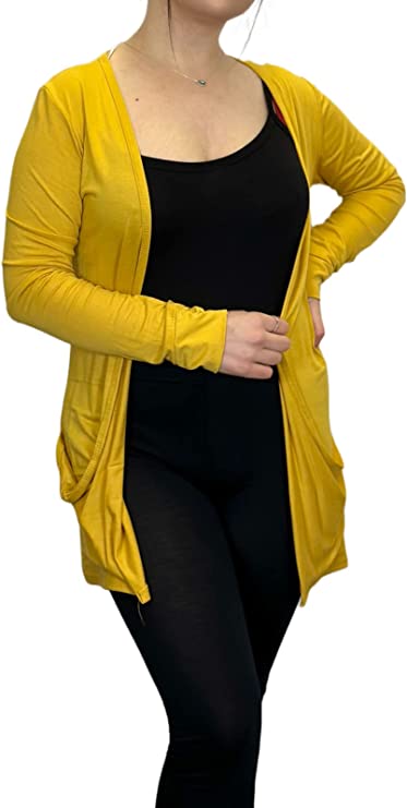 Ladies Long Sleeve Pocket Cardigan Womens Top Sizes 8-14