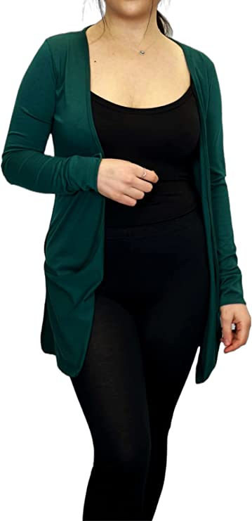 Ladies Long Sleeve Pocket Cardigan Womens Top Sizes 8-14