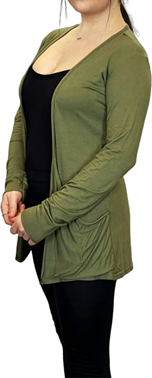 Ladies Long Sleeve Pocket Cardigan Womens Top Sizes 8-14