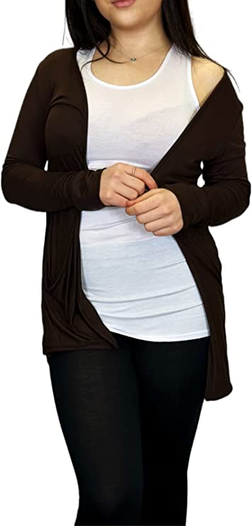 Ladies Long Sleeve Pocket Cardigan Womens Top Sizes 8-14