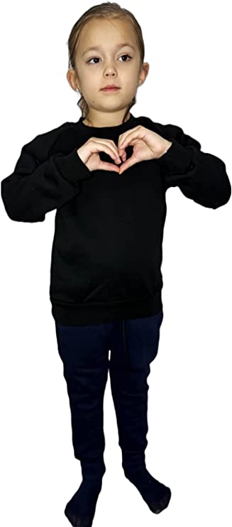 Kids Sweatshirt Boys and Girls Pullover Jumper Unisex Long Sleeve T-Shirts Tops Spring Autumn Solid Color Casual Sweater for 3-15 Years