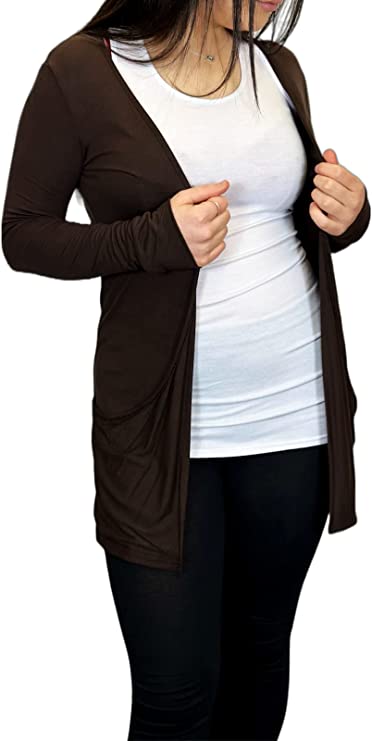 Ladies Long Sleeve Pocket Cardigan Womens Top Sizes 8-14