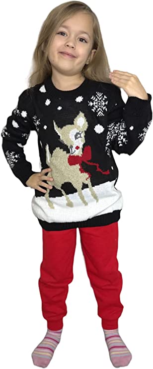 LUXE DIVA Kids Bambi Christmas Jumper