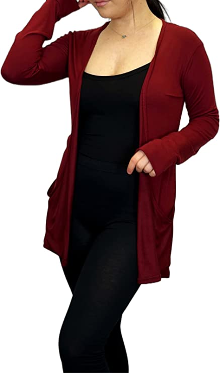 Ladies Long Sleeve Pocket Cardigan Womens Top Sizes 8-14