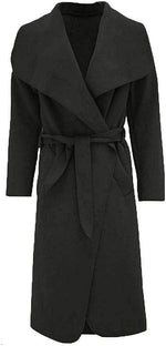 Load image into Gallery viewer, Womens Ladies Italian Waterfall Drape Belted Coat Long Sleeve Collared Pockets Celeb Oversized Duster Cardigan Trech Coats Plus Size UK 8-22