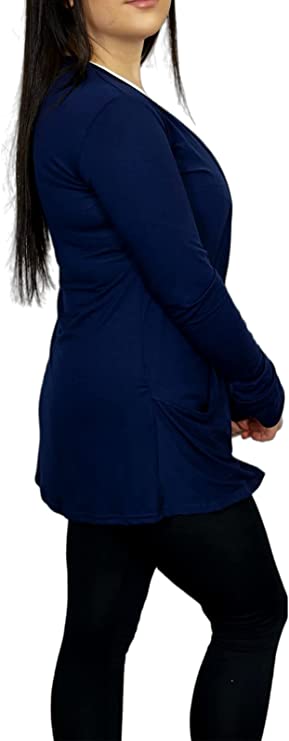 Ladies Long Sleeve Pocket Cardigan Womens Top Sizes 8-14