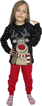 Load image into Gallery viewer, Children's Kids Girls Boys Pom Nose Christmas Jumper